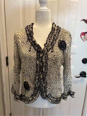 Jaipur Cream Blouse with Black Ruffle Trim